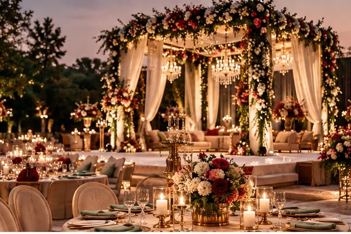 Illustrative welcoming event hospitality setting
