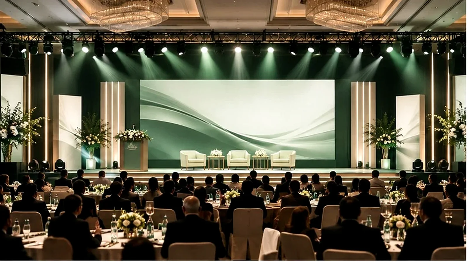 Illustrative event environment for corporate events that make an impact